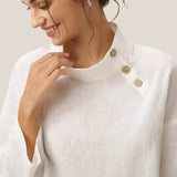 100% Linen Classic Side Neck Top CORA
