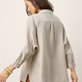100% Linen Concealed Placket Patch Pocket Shirt FELICITY