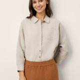 100% Linen Concealed Placket Patch Pocket Shirt FELICITY