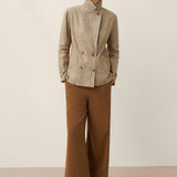 100% Linen Convertible Stand Collar Double Breasted Blazer Jacket NAOMI