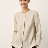 100% Linen Hidden Button Crew Neck Shirt INES