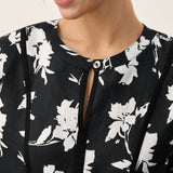 100% Linen Floral Printed Gathered Pullover Top AMIYA