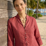 100% Linen Hand Button Fitted Jacket AMELIA