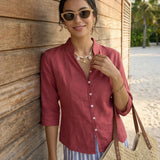 100% Linen Hand Button Fitted Jacket AMELIA