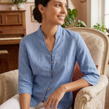 100% Linen Hand Button Fitted Jacket AMELIA