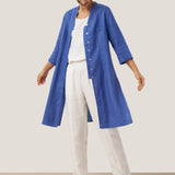 100% Linen Hand Button Long Top DILLON