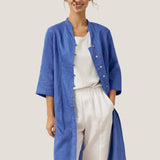 100% Linen Hand Button Long Top DILLON