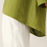 100% Linen Round Neck Asymmetrical Hem Top BRIANNA