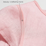 100% Linen Shell Button Pleated Crew Neck Top RENA