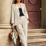 100% Linen Sketch Stripe Suit Set ELOISE