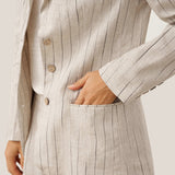 100% Linen Sketch Stripe Suit Set ELOISE
