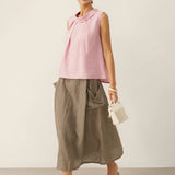 100% Linen Structured Collar Sleeveless Blouse BLAIR