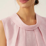 100% Linen Structured Collar Sleeveless Blouse BLAIR