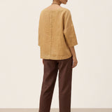 100% Linen V-Neck 3/4 Length Sleeve Top DORA