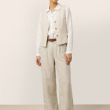 100% Linen V-Neck Buttoned Closure Vest DELIA