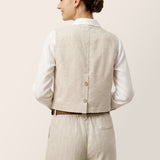 100% Linen V-Neck Buttoned Closure Vest DELIA