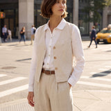 100% Linen V-Neck Buttoned Closure Vest DELIA