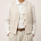 100% Linen V-Neck Buttoned Closure Vest DELIA