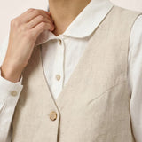 100% Linen V-Neck Buttoned Closure Vest DELIA