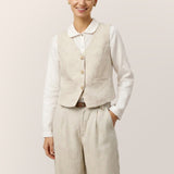 100% Linen V-Neck Buttoned Closure Vest DELIA