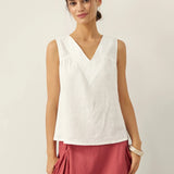 100% Linen V-Neck Sleeveless Tank Top NICOLE