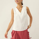 100% Linen V-Neck Sleeveless Tank Top NICOLE