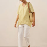 100% Linen Asymmetric Hem Long Top ISLA