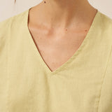 100% Linen Asymmetric Hem Long Top ISLA