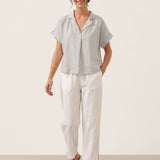 100% Linen Blazer-Inspired Pullover Top DINA