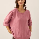 100% Linen Boatneck 3/4 Length Sleeve Top AURORA