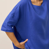 100% Linen Boatneck 3/4 Length Sleeve Top AURORA