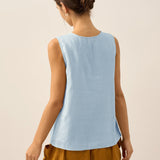 100% Linen Buttons Down Tank Top ERIN