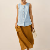 100% Linen Buttons Down Tank Top ERIN