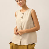 100% Linen Buttons Down Tank Top ERIN