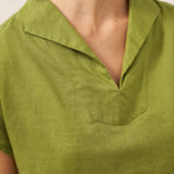 100% Linen Collared Cap Sleeve Top IVY
