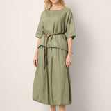 100% Linen Drop Shoulder Shirred Back High-Low Hem Top LINDSEY