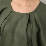 100% Linen Flutter Sleeve Sculpted Pleat Top DRUSILLA