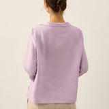 Linen Round Soft-Fold Collar Top ANAIS