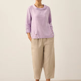 Linen Round Soft-Fold Collar Top ANAIS