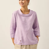 Linen Round Soft-Fold Collar Top ANAIS