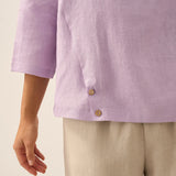 Linen Round Soft-Fold Collar Top ANAIS