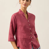 100% Linen Hand Button Fitted Jacket AMELIA