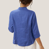 100% Linen Hand Button Fitted Jacket AMELIA