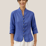 100% Linen Hand Button Fitted Jacket AMELIA