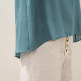 100% Linen Round Neck Asymmetrical Hem Top BRIANNA
