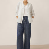 100% Linen Striped Three-Quarter Sleeve Shirt SKYLAR