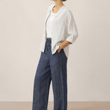 100% Linen Striped Three-Quarter Sleeve Shirt SKYLAR