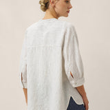 100% Linen Striped Three-Quarter Sleeve Shirt SKYLAR