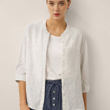 100% Linen Striped Three-Quarter Sleeve Shirt SKYLAR