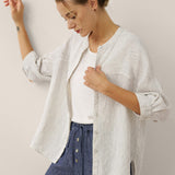 100% Linen Striped Three-Quarter Sleeve Shirt SKYLAR